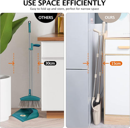 tool-free assembly with screw-in poles and hanging storage loop on broom