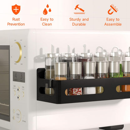 tool-free installation with racks that simply slide onto magnetic strips