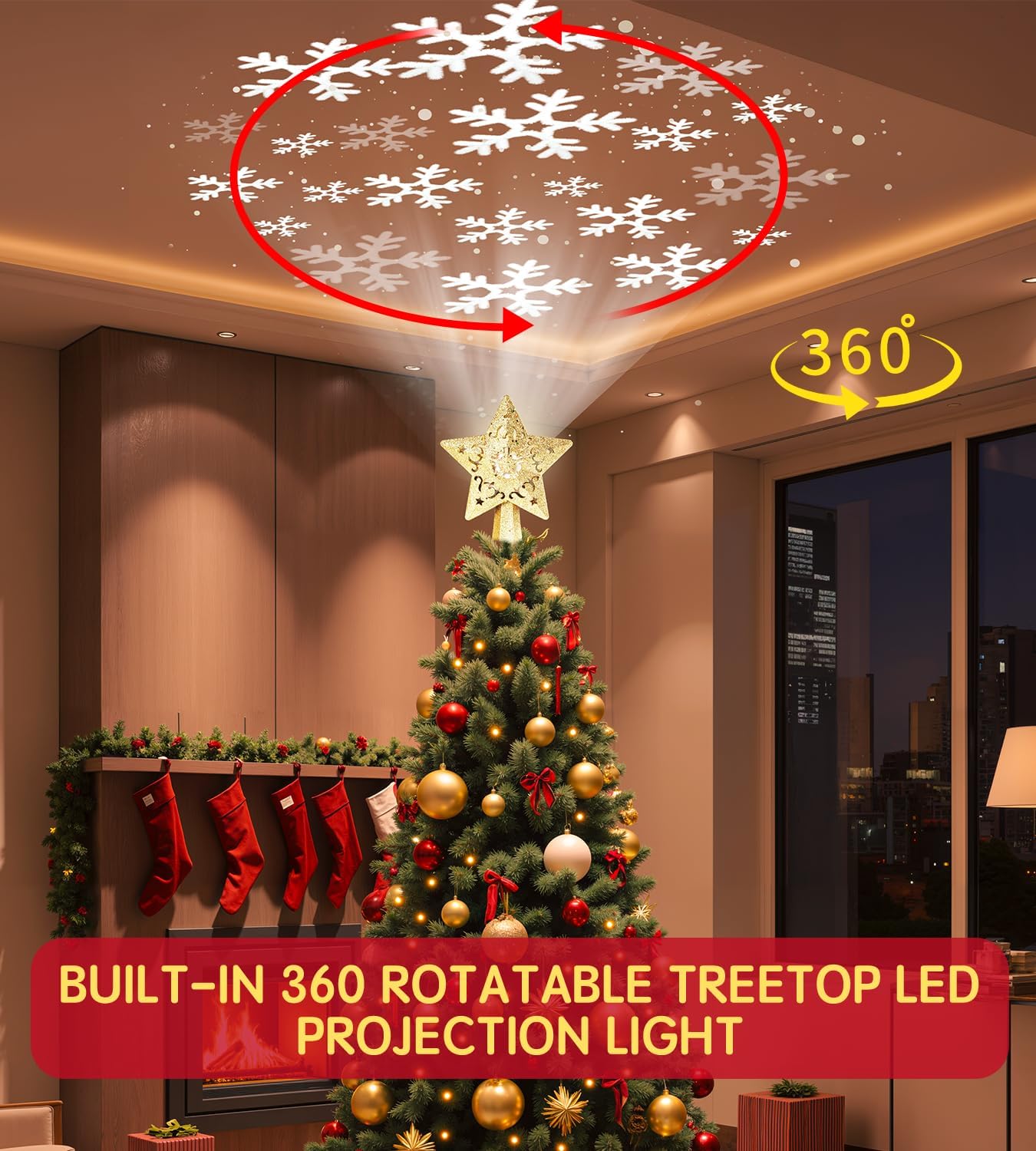 tool-free, universal-fit tree-top mounting bracket with left/right angle adjustment