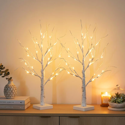 PEIDUO Slim Lighted Birch Lamp – Less-Is-More Mantel Styling, Warm White Without the Clutter