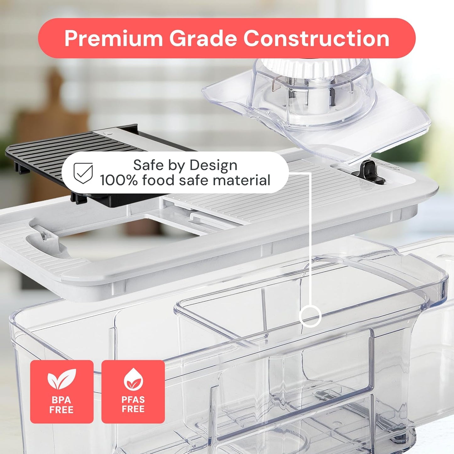 top-rack dishwasher-safe construction across all components including blades and container