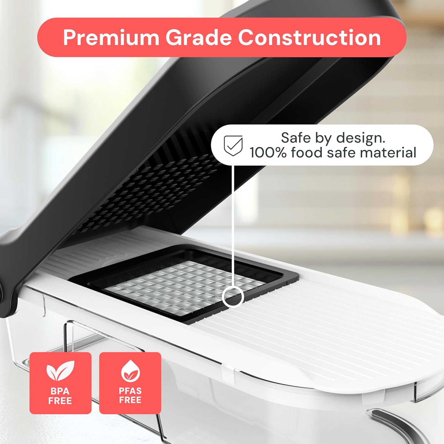 top-rack dishwasher safe construction across all components including blades