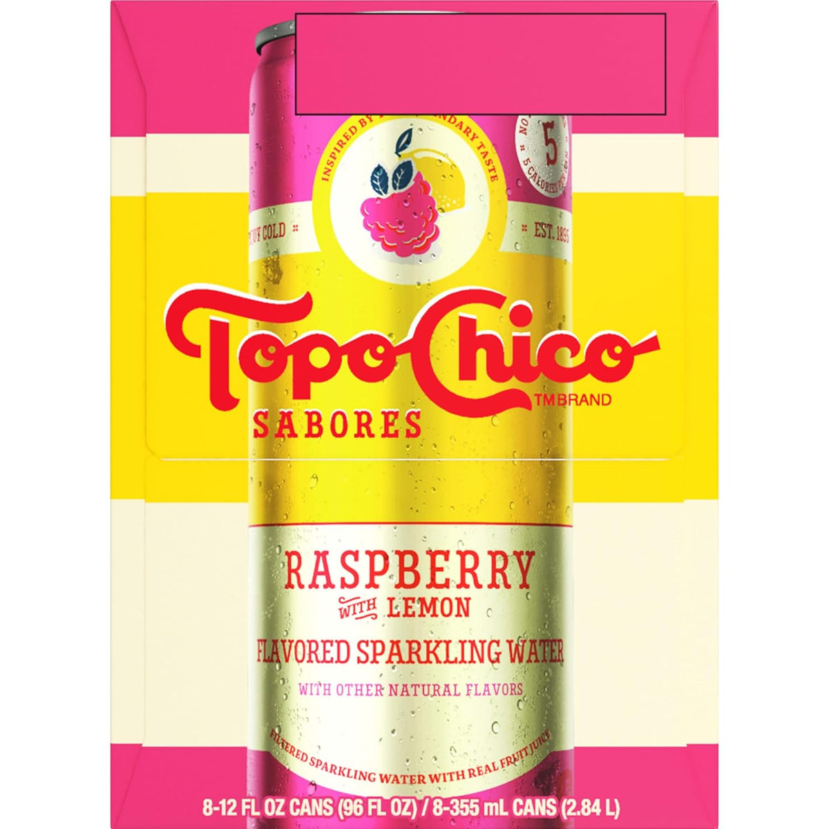 Topo Chico Sabores Raspberry with Lemon – Antioxidant-Inspired Herbal Infusion for Post-Workout Recovery, 12oz 8pk