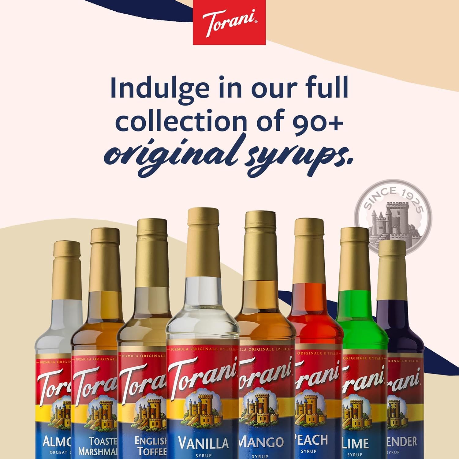 Torani Lavender Flavored Syrup 750ml for Office Break Room and Co-Working Space, Calming Floral Flavor for Long Focus Sessions