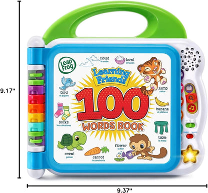LeapFrog Learning Friends 100 Words Book – Portable Bilingual Learning Toy for Road Trips and Flights