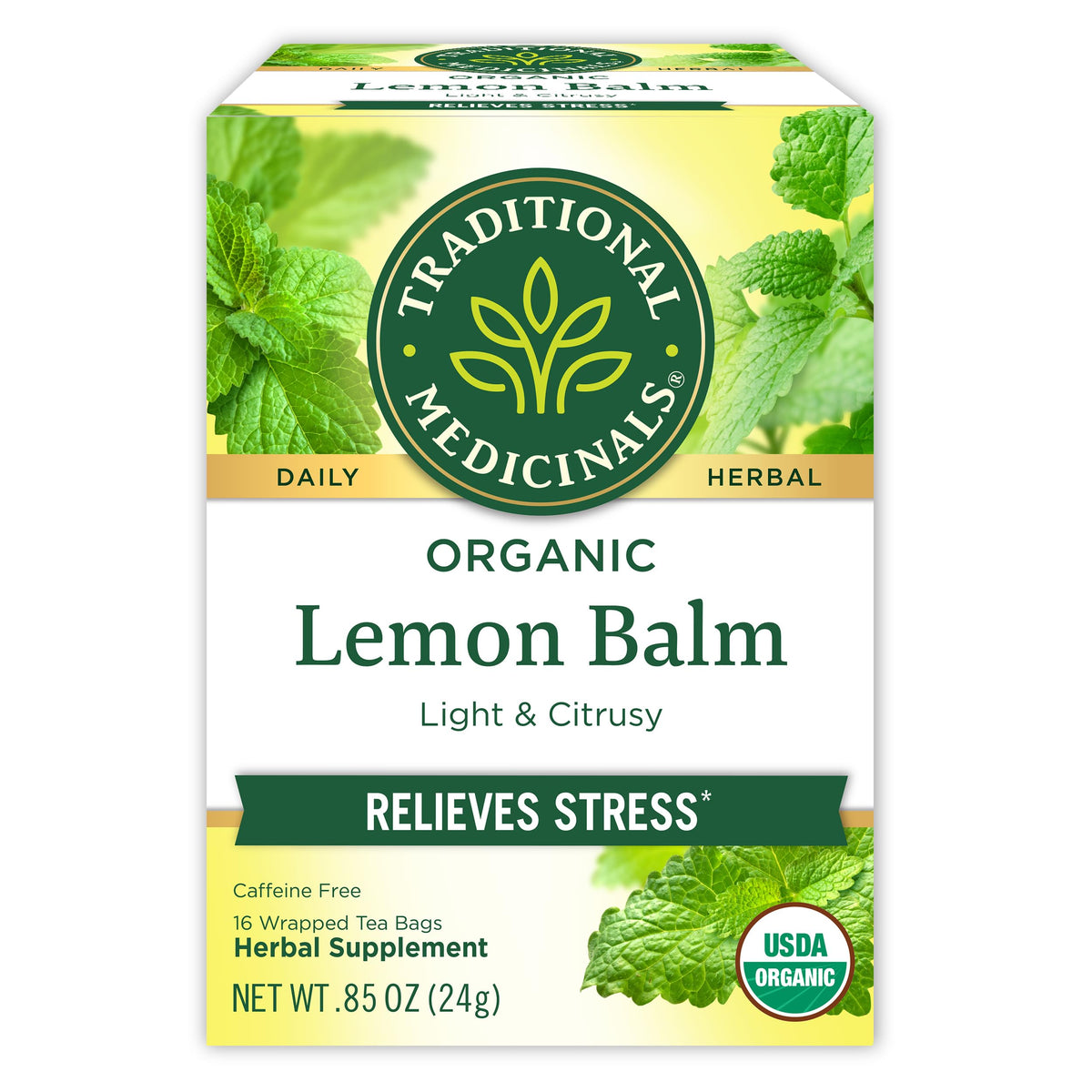 Traditional Medicinals Lemon Balm Tea Bags – Restorative Evening Brew for Yoga Studio and Bath Time Recovery
