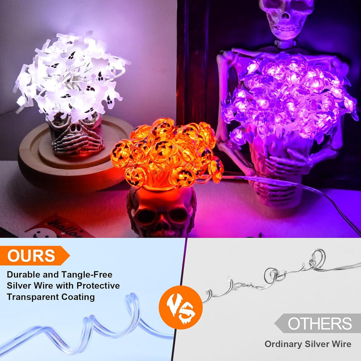 transparent protective coating on wire to prevent tangling and breakage