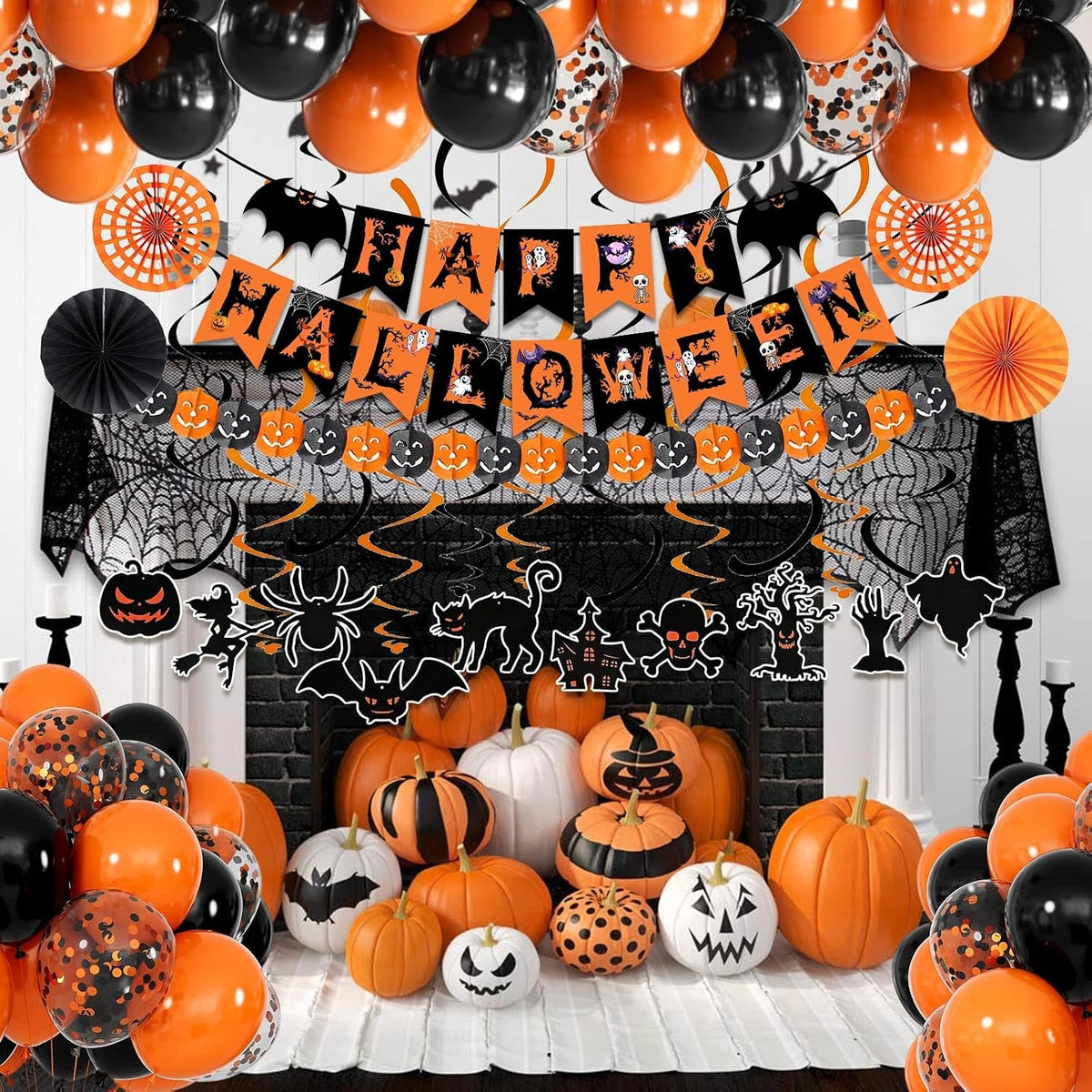 trick or treat and happy halloween hanging bunting banners (6x4.8 inch cards)