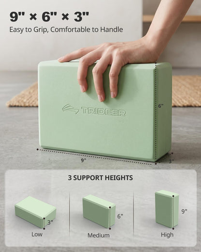 Trideer Yoga Blocks 2 Pack – Thoughtful Gift for Yoga Lovers, Lightweight and Ready to Use