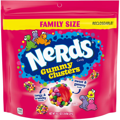 triple-texture construction: tangy crunchy nerds coating, sweet gummy layer, and juicy liquid center
