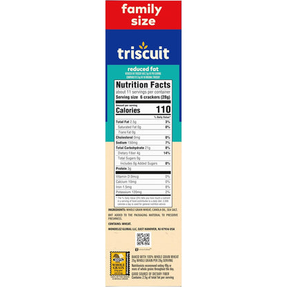 Triscuit Reduced Fat Whole Wheat Crackers – Plant-Based Gym Bag Snack for Active Wellness Lifestyles
