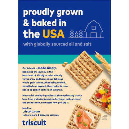 Triscuit Reduced Fat Whole Wheat Crackers – Plant-Based Gym Bag Snack for Active Wellness Lifestyles