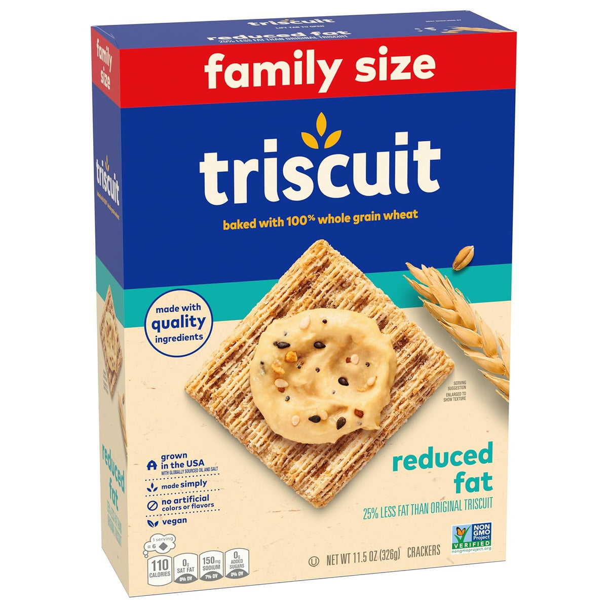 Triscuit Reduced Fat Whole Wheat Crackers – Plant-Based Gym Bag Snack for Active Wellness Lifestyles