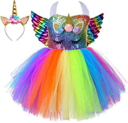 tutu-style silhouette with rainbow colorway