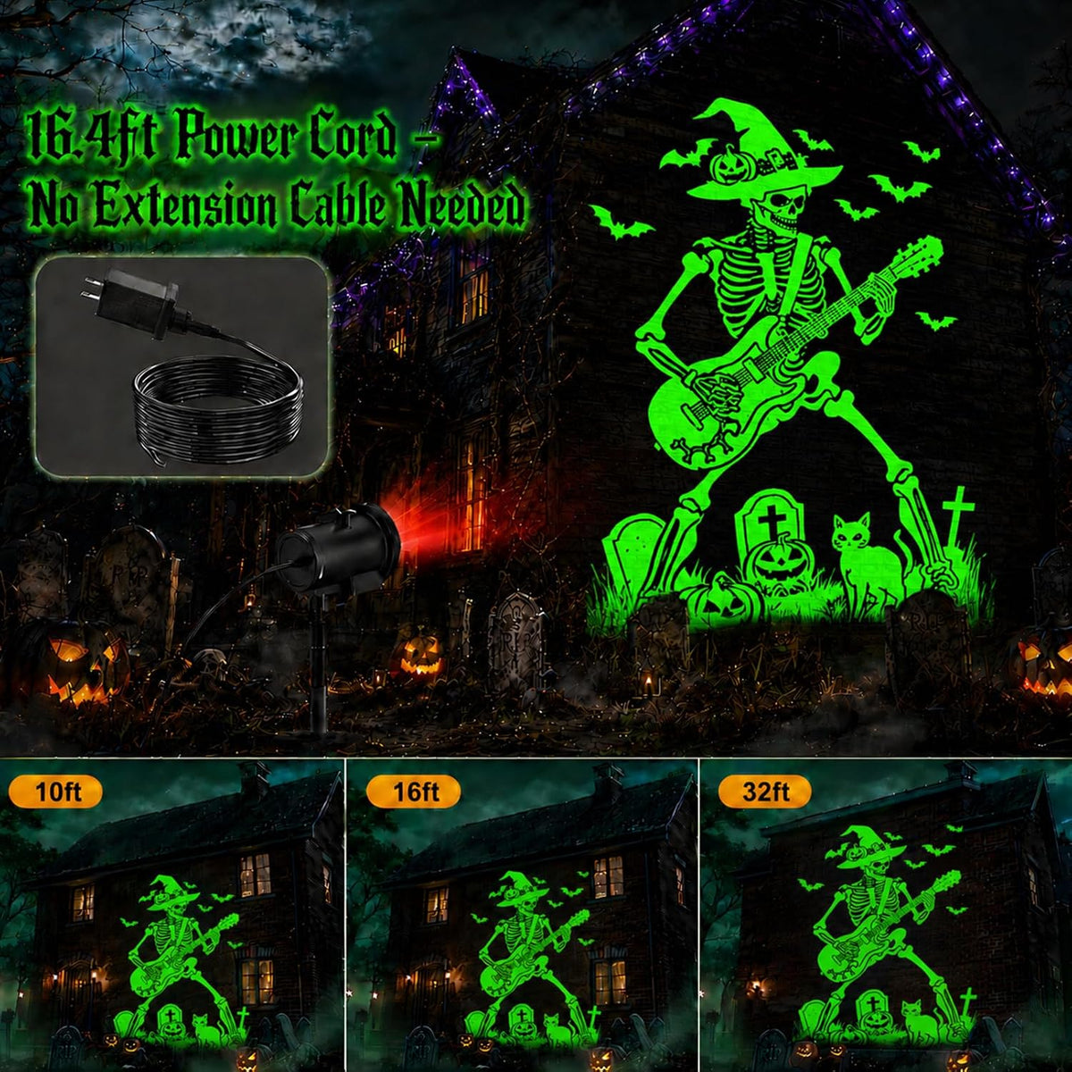 Halloween Projector Outdoor 12-in-1 with 270-Degree Swivel for Yard, Patio, and Camping Displays