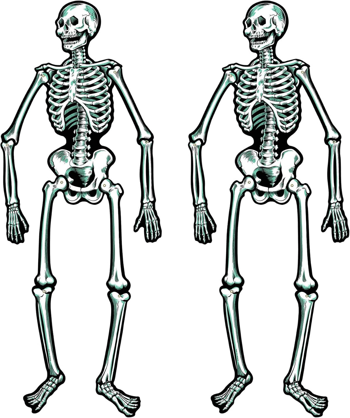 two 22-inch tall cardstock skeleton cutouts per pack