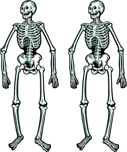 two 22-inch tall cardstock skeleton cutouts per pack