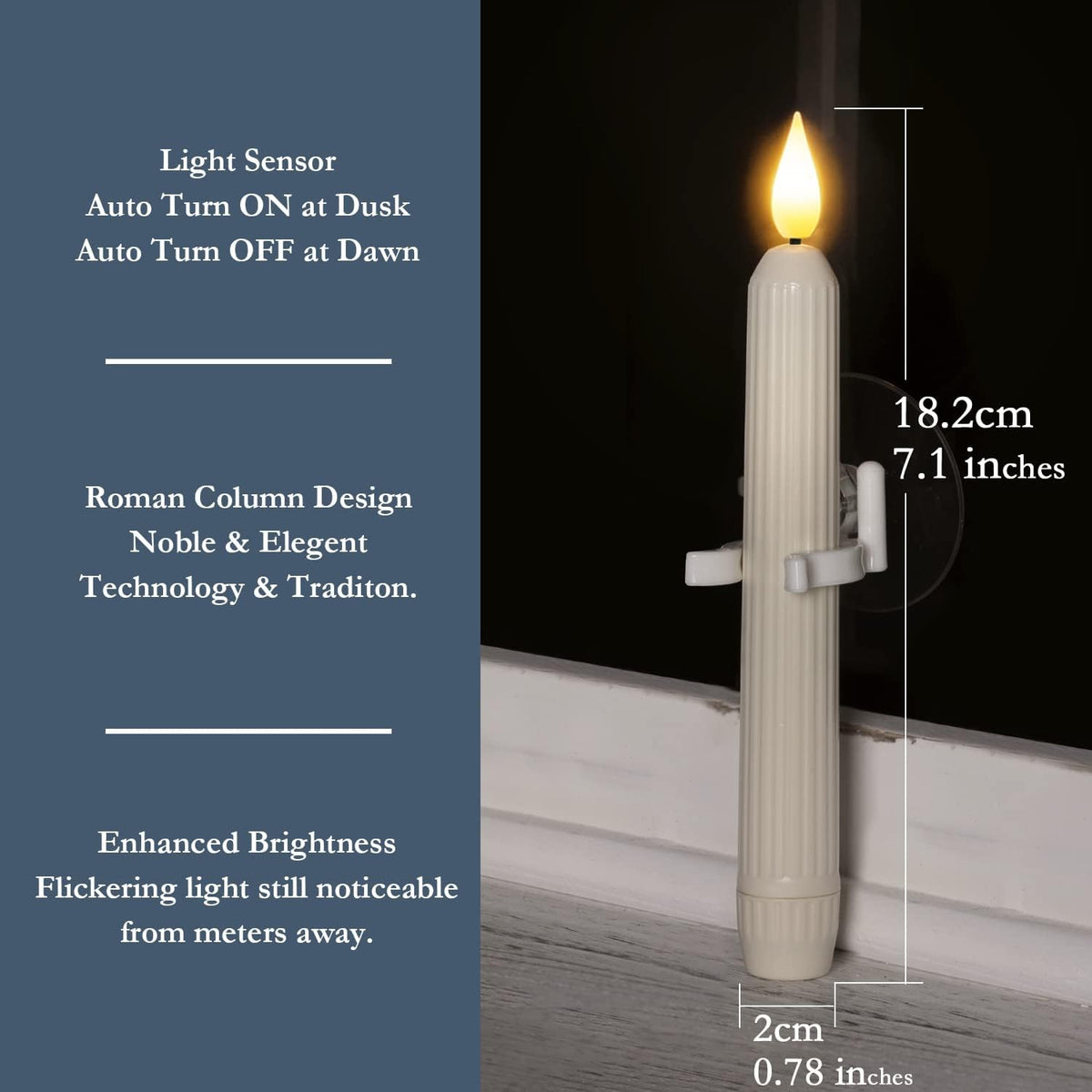 two-aa-battery operation per candle, with a stated battery life of more than 30 days; batteries are not included