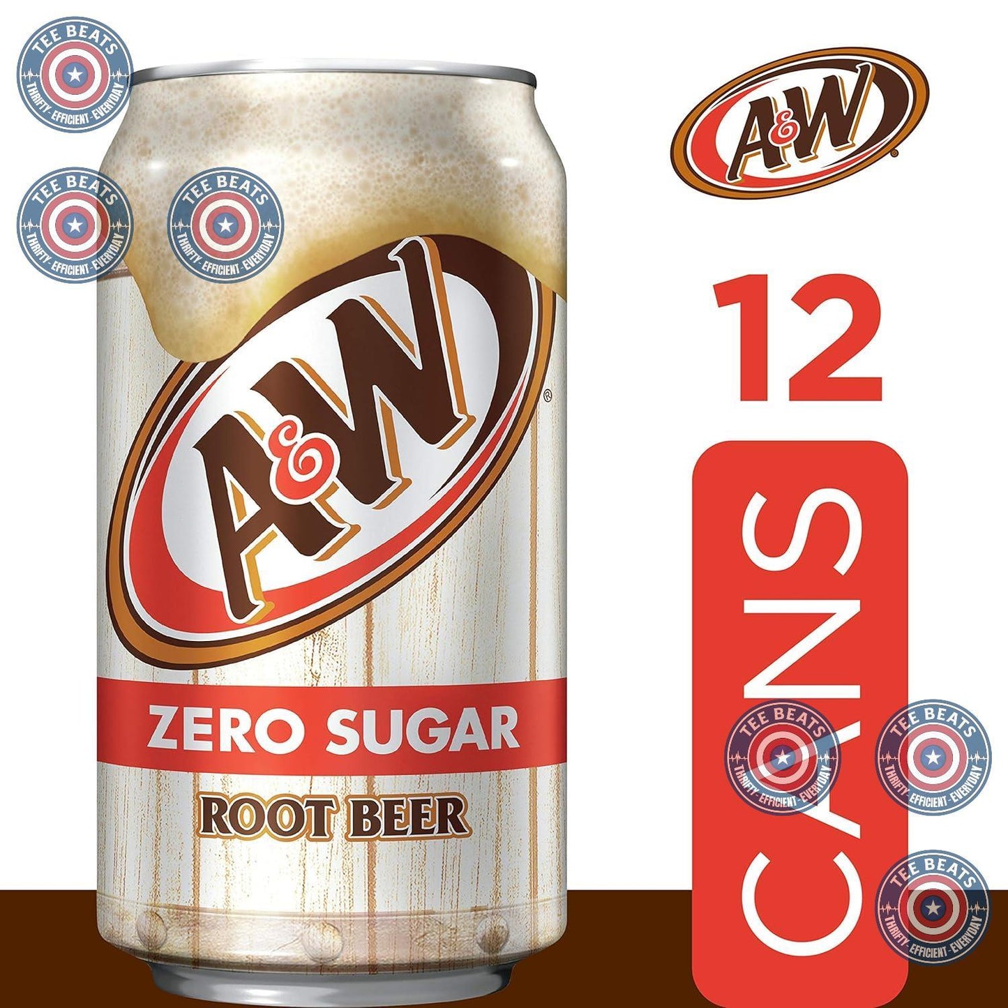 two available flavor variants: zero sugar root beer and zero sugar cream soda