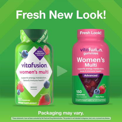 Vitafusion Women's Multivitamin Gummy, 150 Count Berry Gummies for a 75-Day Productivity Support Supply