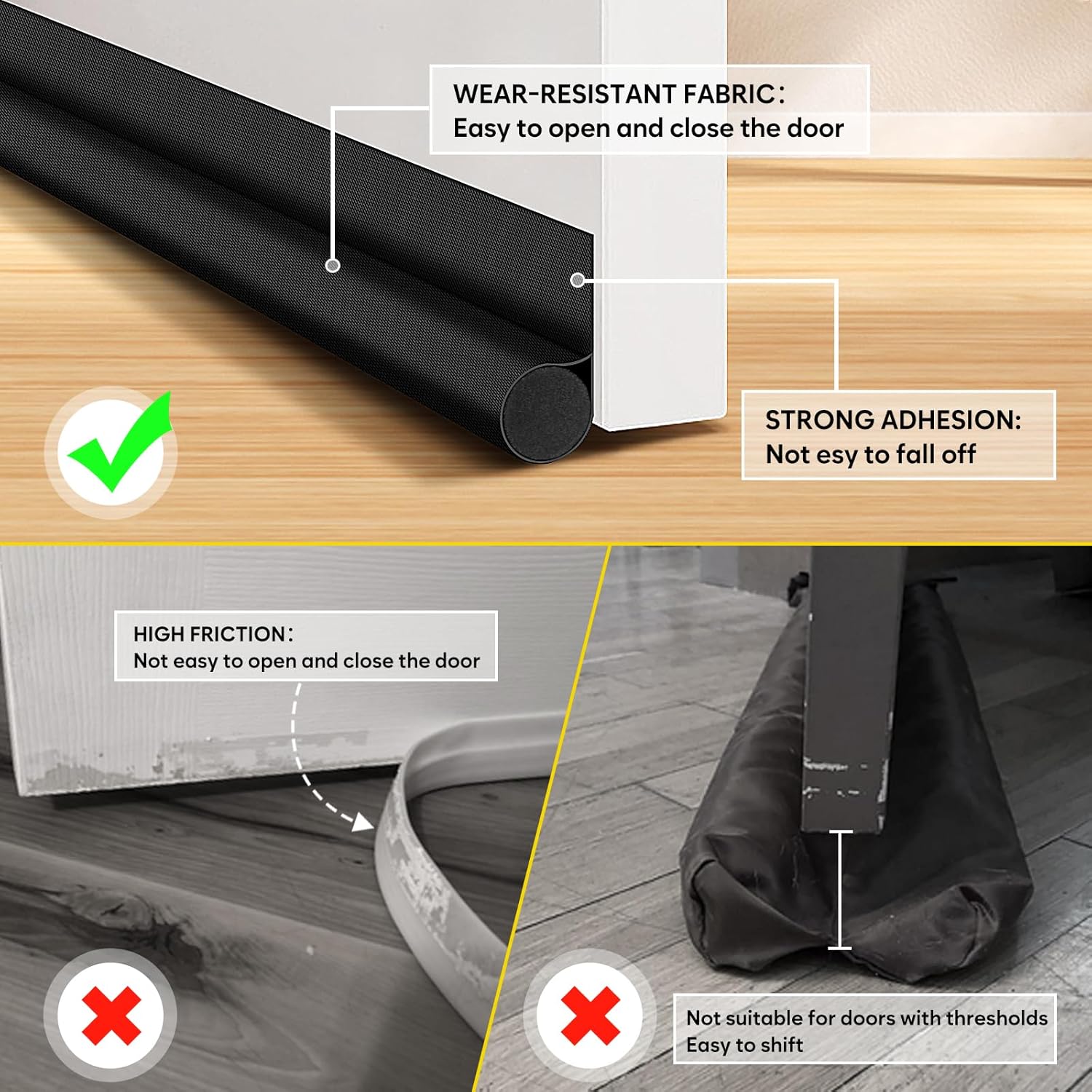 two color options (black, white) to blend with door frames