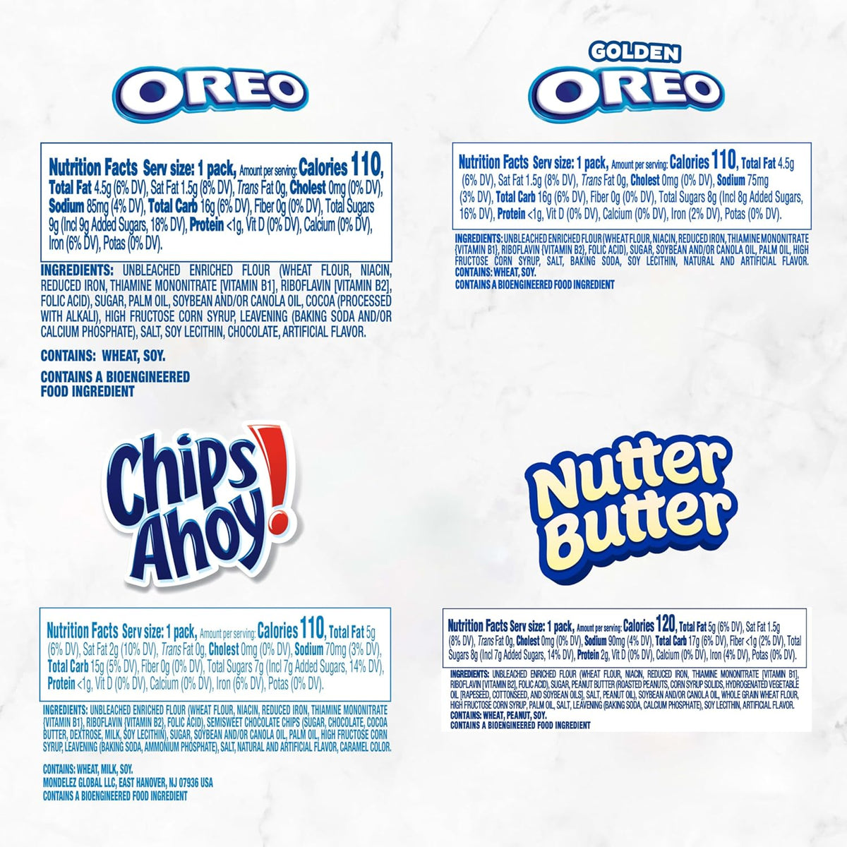 two cookies per pack for pre-portioned, calorie-aware snacking