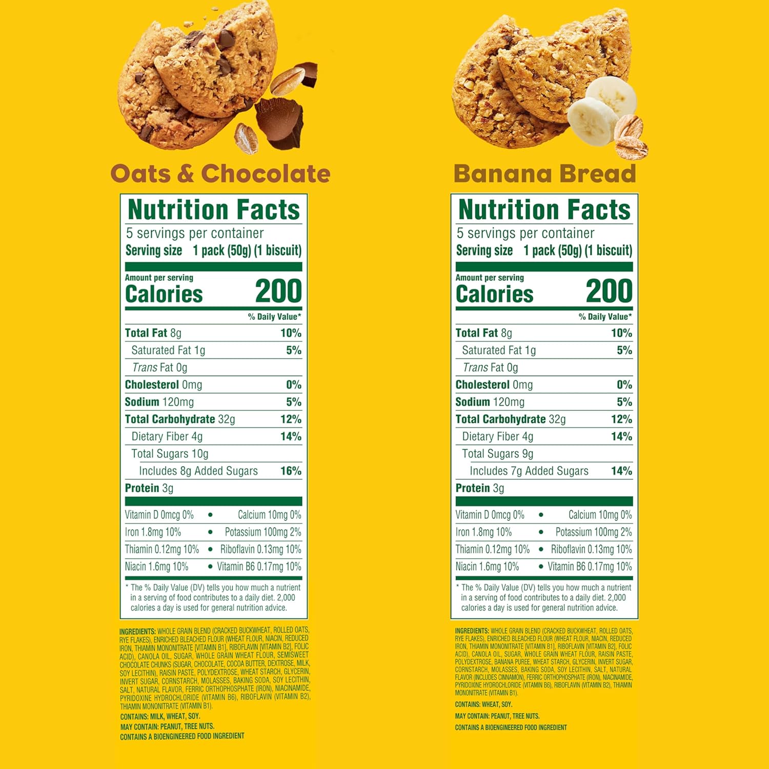 two flavor variety: banana bread (2 boxes) and oats & chocolate (1 box)