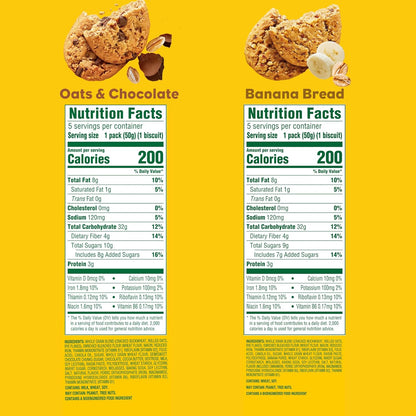 two flavor variety: banana bread (2 boxes) and oats & chocolate (1 box)