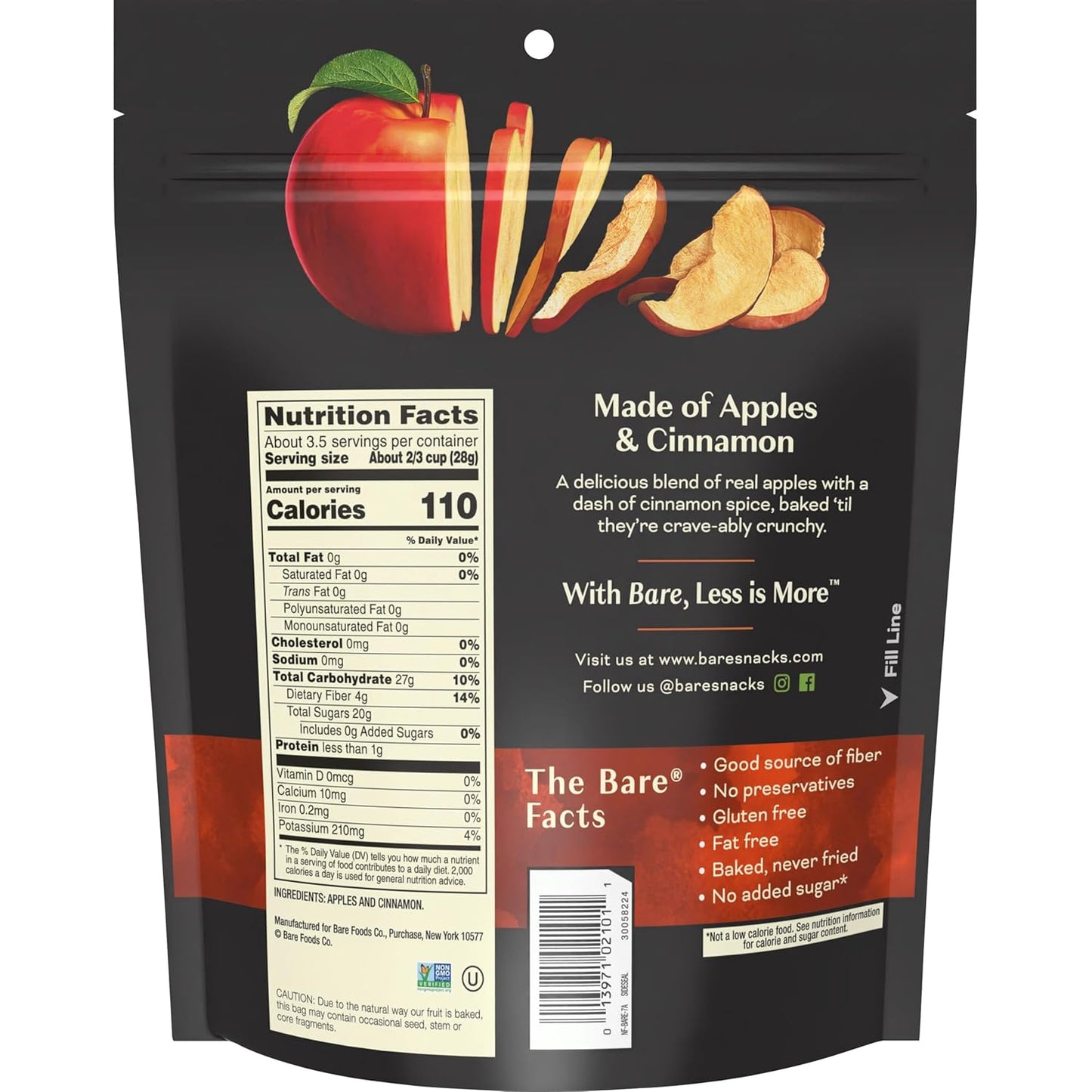 two-ingredient formulation (apples + cinnamon for this sku)