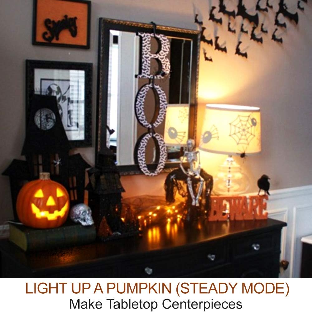 two lighting modes: flicker (flickering effect) and steady (steady glow)
