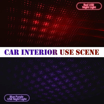 two-piece set emitting red and purple-blue star-pattern light