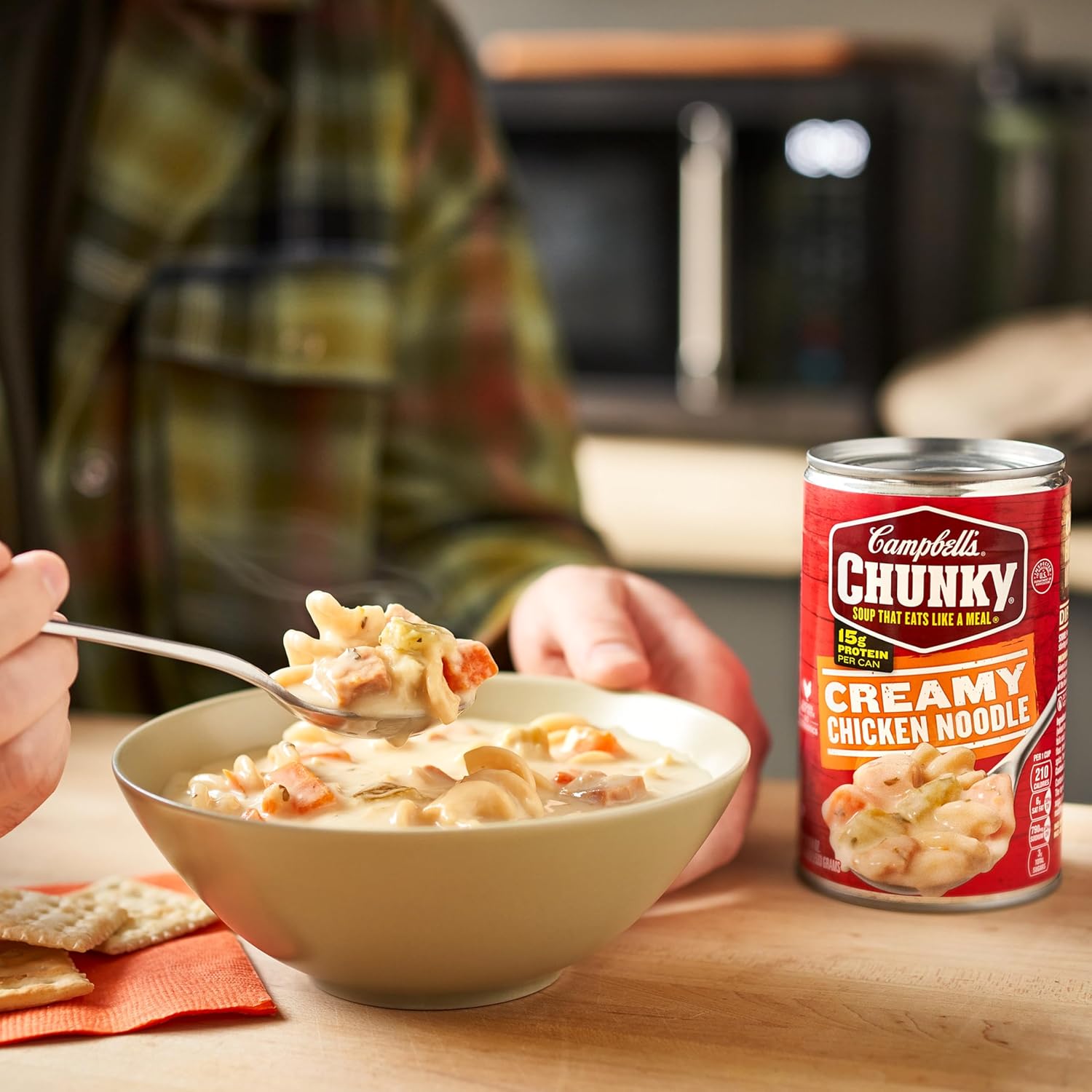 two product variants: healthy request (lower-sodium) and creamy chicken noodle