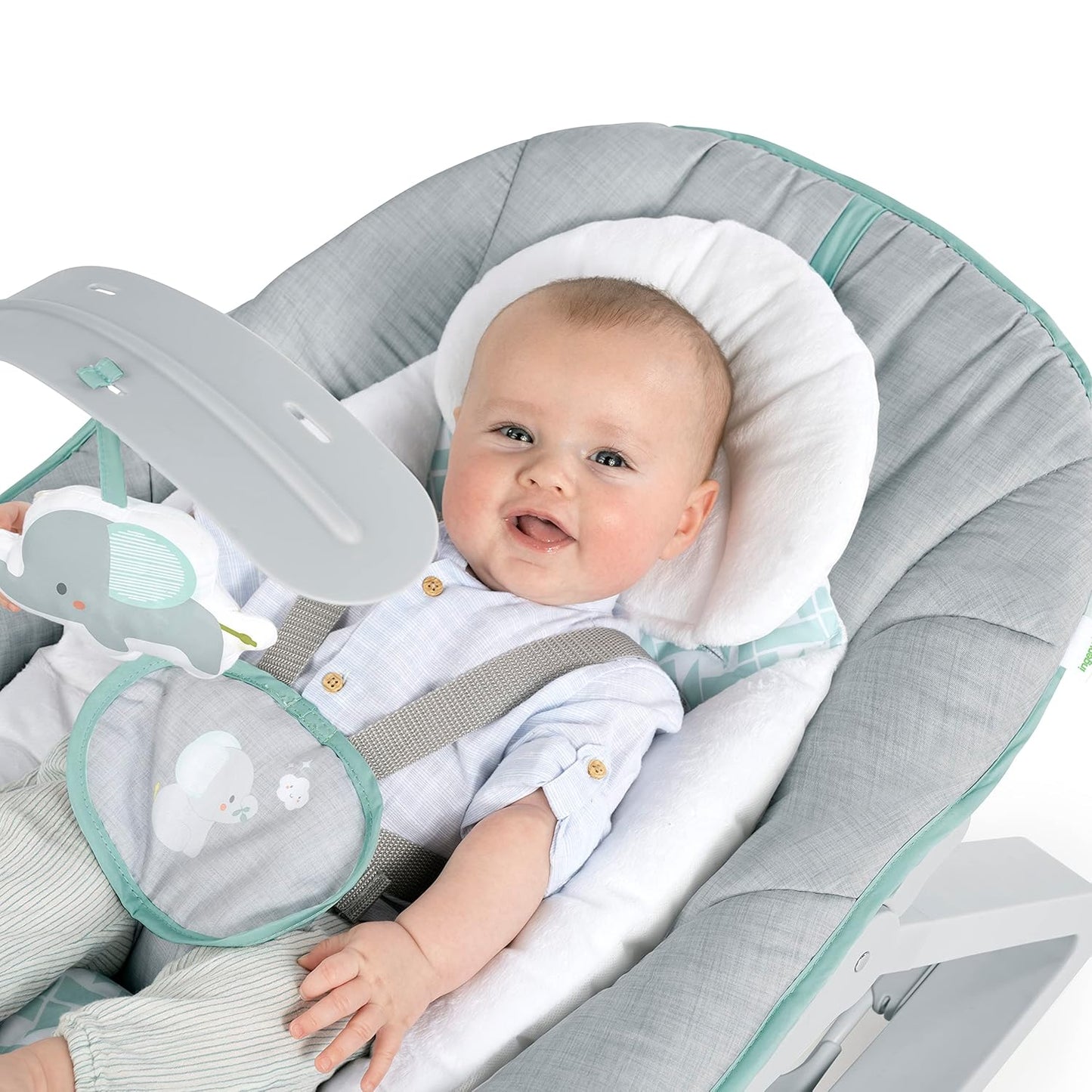two reclining positions for feeding, play, or rest comfort