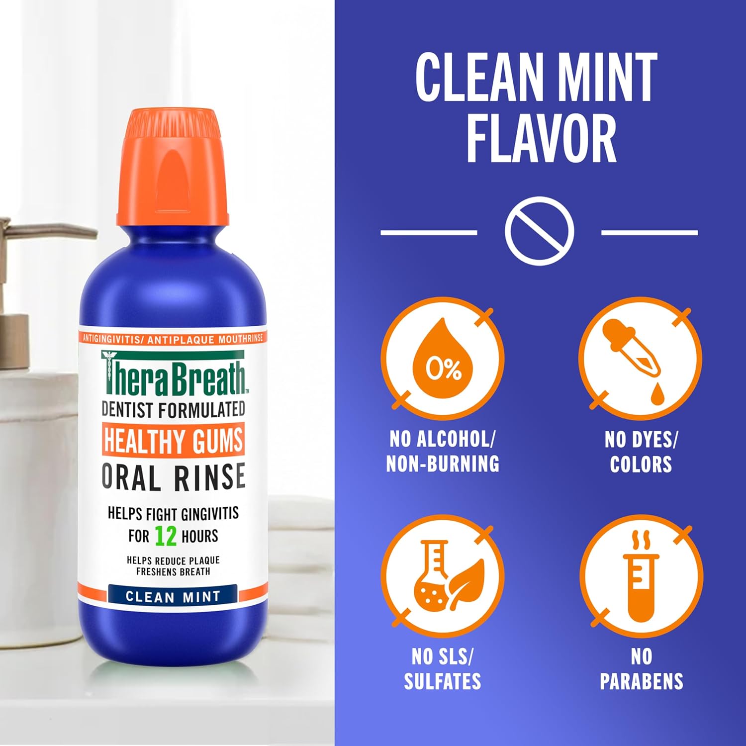 two size/format variants: 16 fl oz mouthwash (pack of 2) and 8 oz toothpaste (pack of 1)