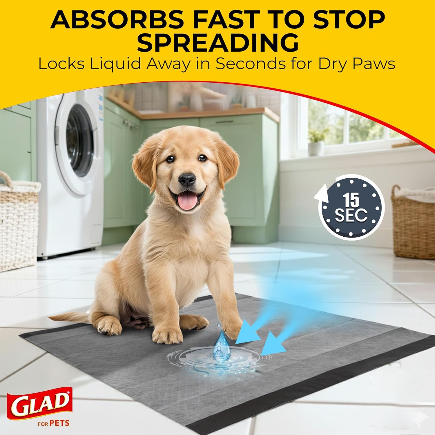 two size formats: regular 23" x 23" (crates up to 40 lbs) and jumbo 28" x 30" (larger breeds and pen coverage)