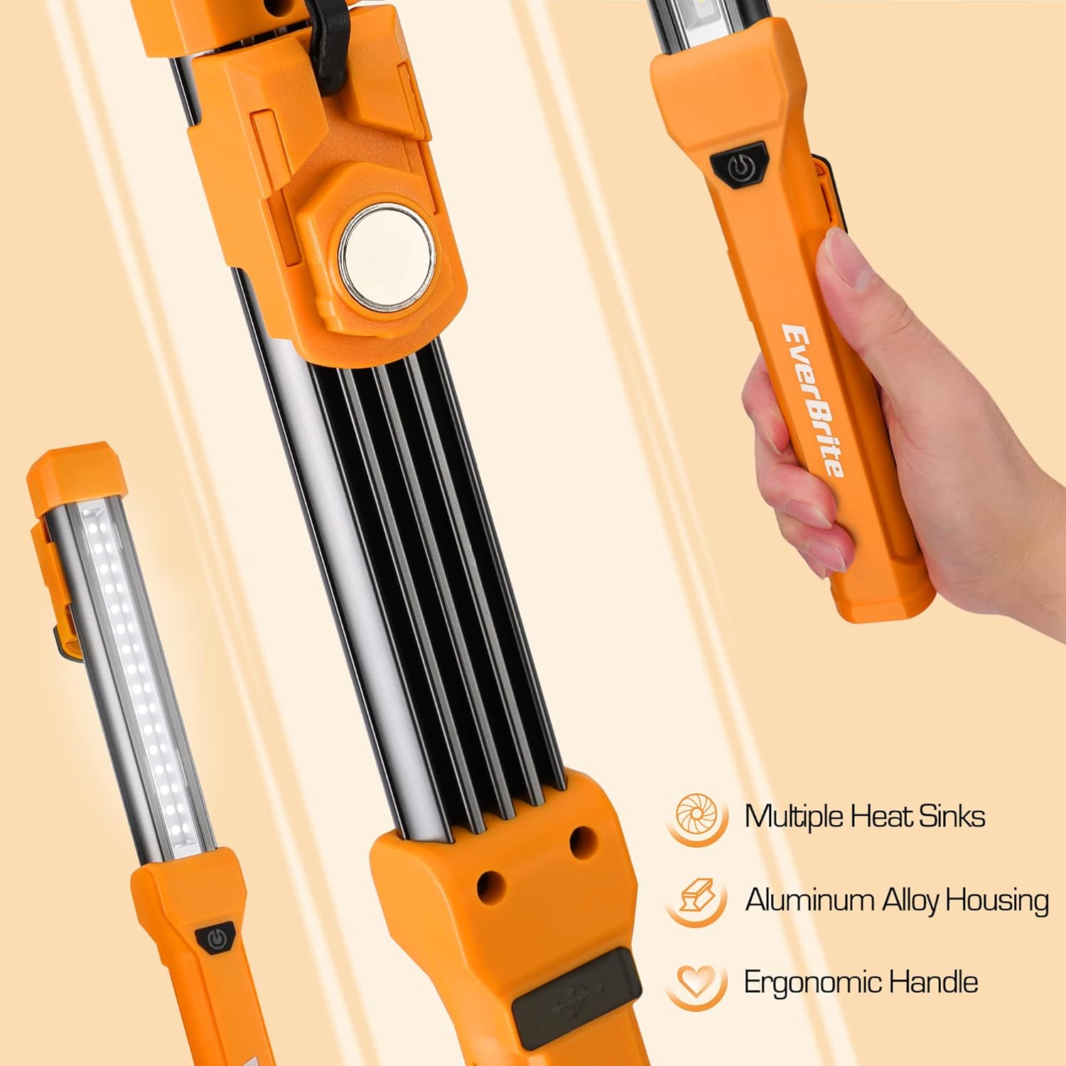 two swivel/hinged hanging hooks for vertical and horizontal hanging