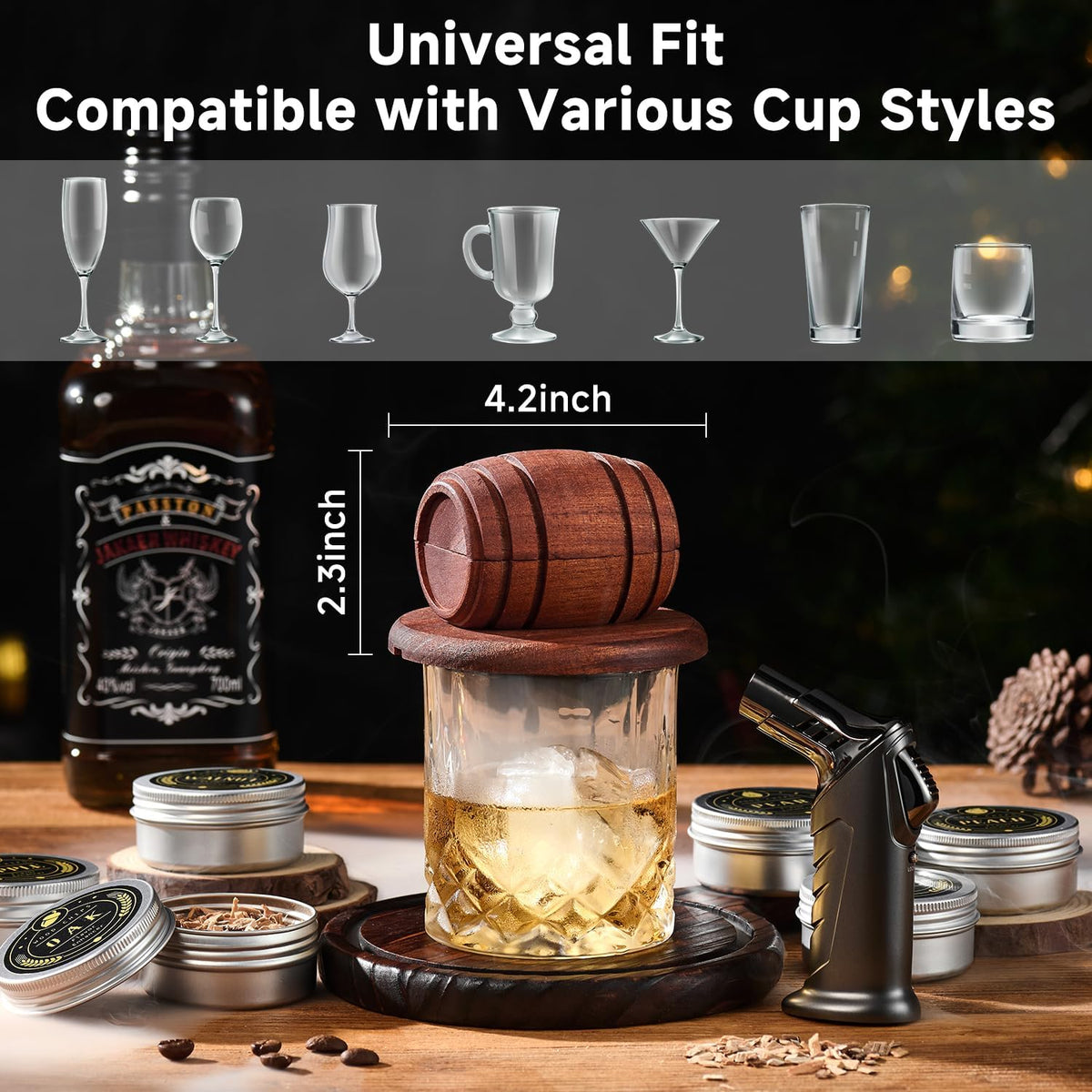 two whiskey/cocktail glasses included in the set