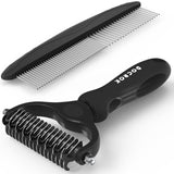 Docrok 2-in-1 Brush and Metal Comb - Durable Patio Grooming Tool, Tangle Removal for Pets in Open Air Settings