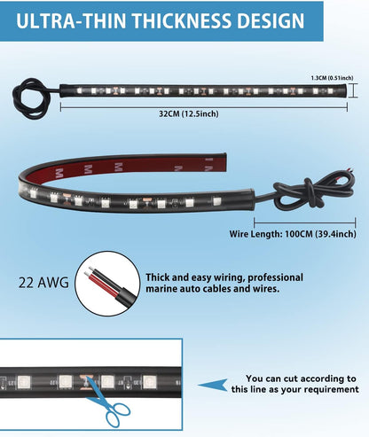 ultra-thin 32.3cm x 1.2cm x 0.6cm profile that fits in tight gaps and grille slats