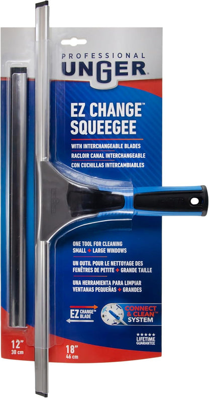 Unger Professional Stainless Steel Squeegee with EZ Release – Streamlined Window Tool for Minimalist Cleaning Routines