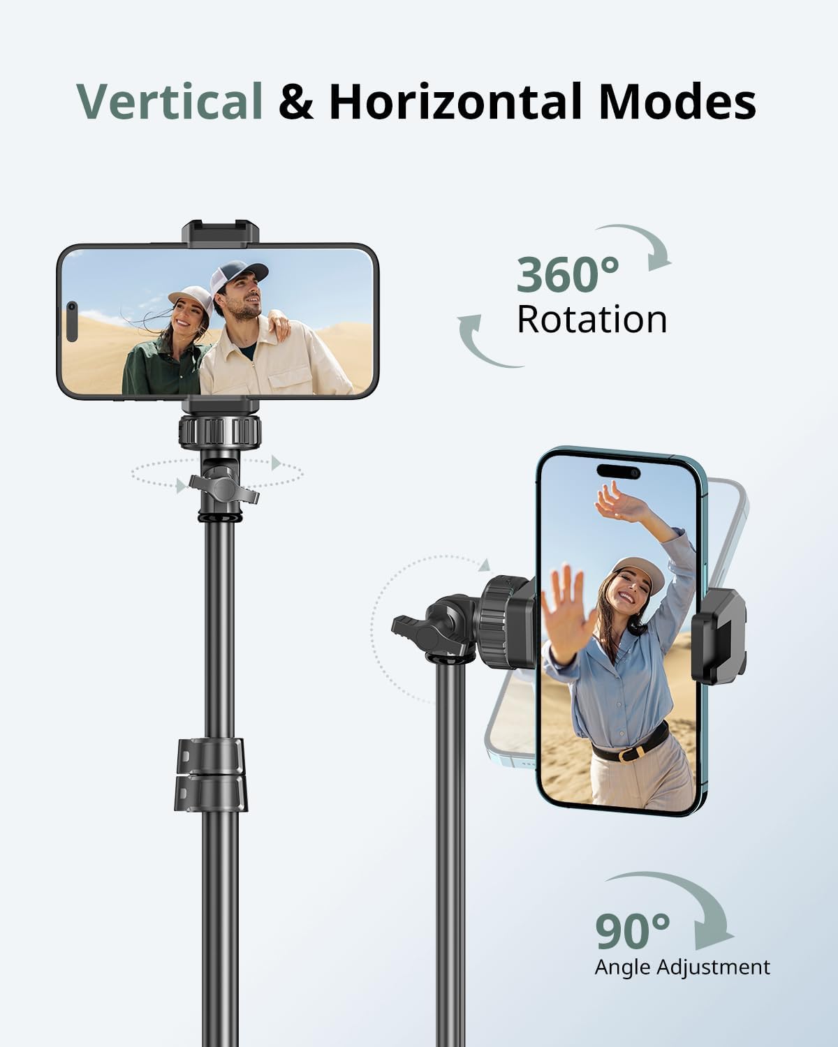 universal phone clamp fitting devices 2.8" to 5.7" wide plus 1/4" screw mount for cameras