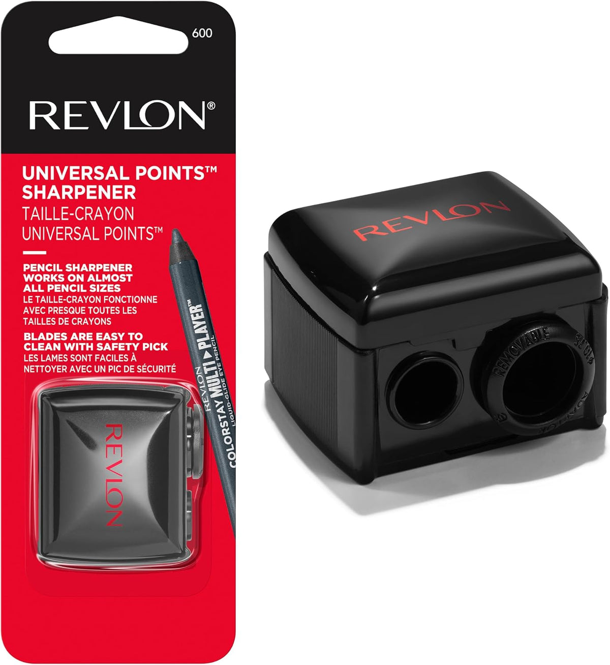 universal sharpening slot with removable adaptor ring for oversized cosmetic pencils