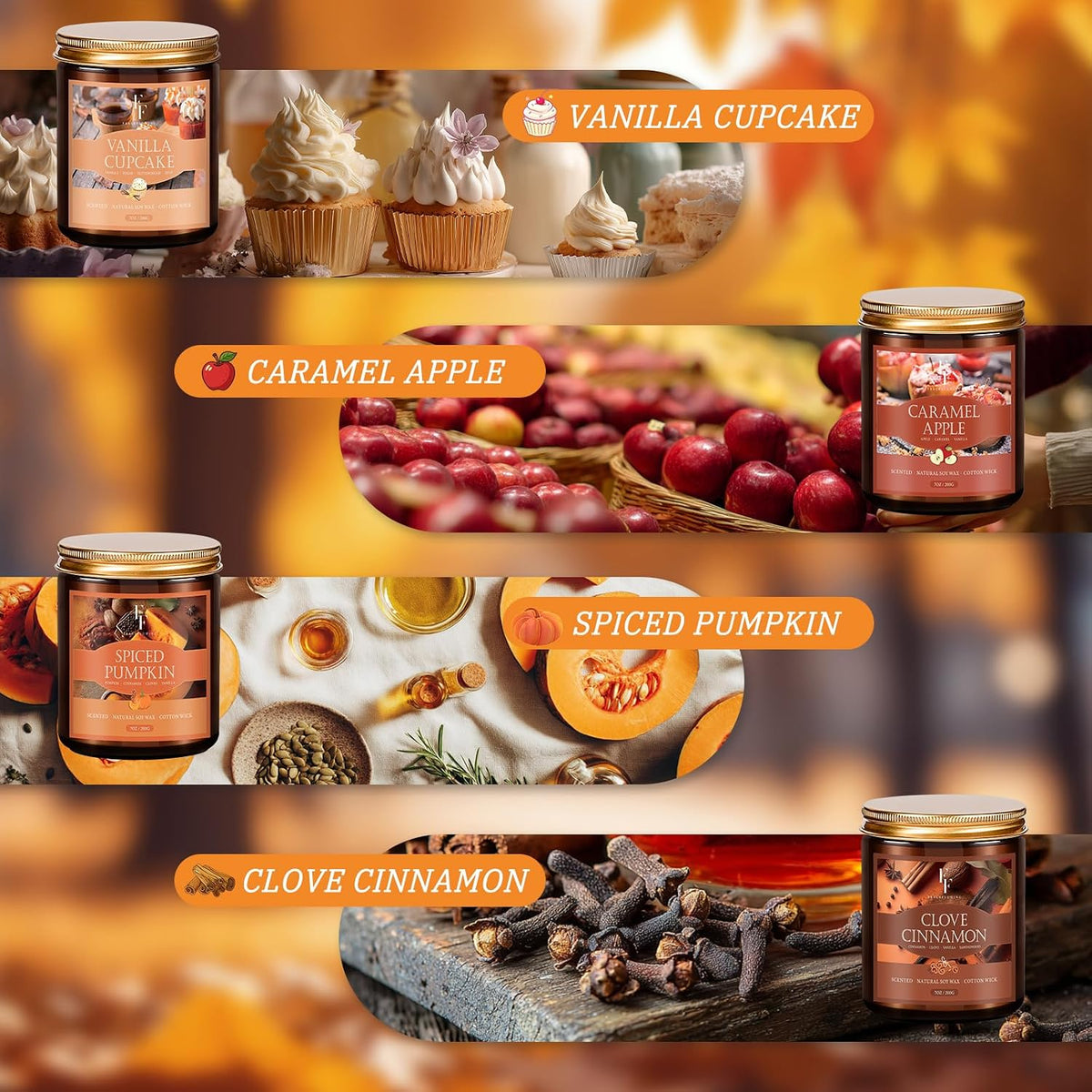 up to 50 hours of scent experience from each 7 oz candle