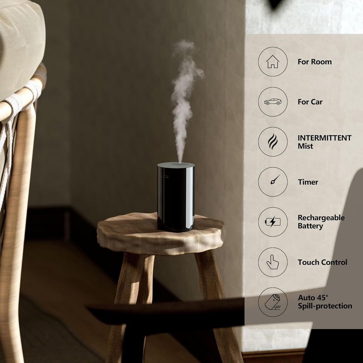 up to 600 sq ft coverage with 3 scent intensity levels (low/medium/high)