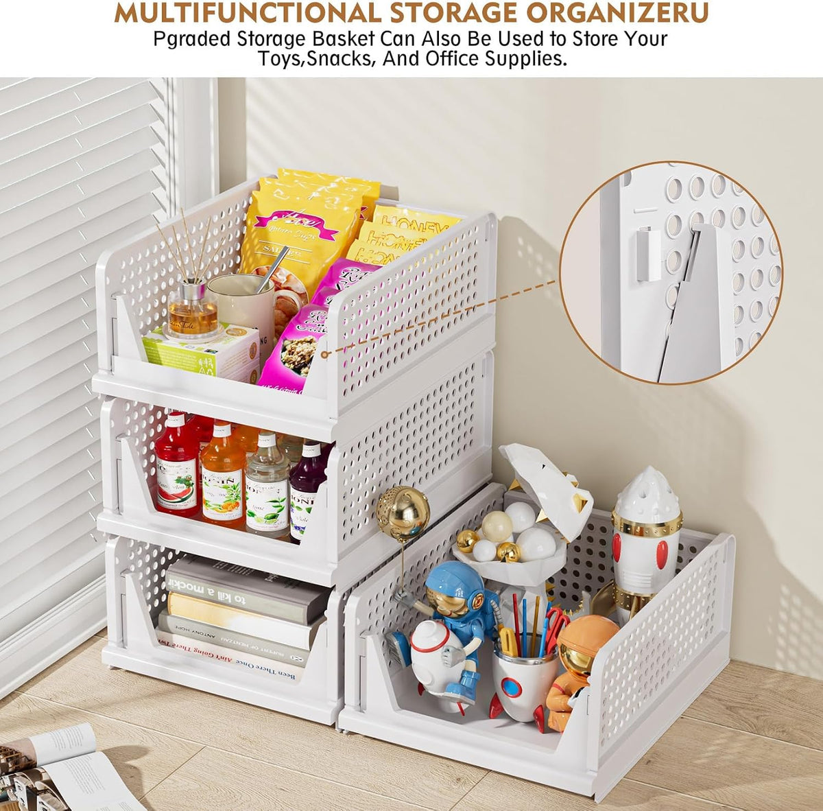 Upgraded Closet Organizers and Storage – Kids Clothing Organizer for Small Bedroom, No-Tool Stackable Bins 5-Pack