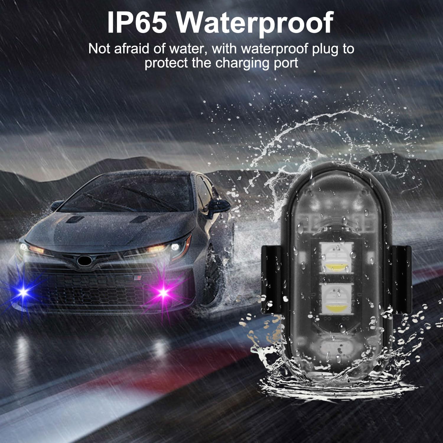 usb rechargeable lithium polymer battery, full charge in 1 hour, 30+ hours in flash mode