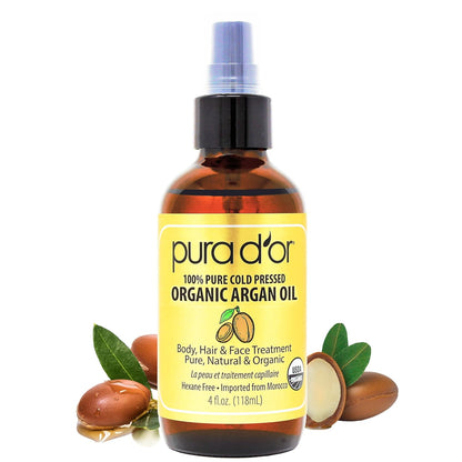 usda organic certified 100% pure moroccan argan oil in a 4 oz bottle