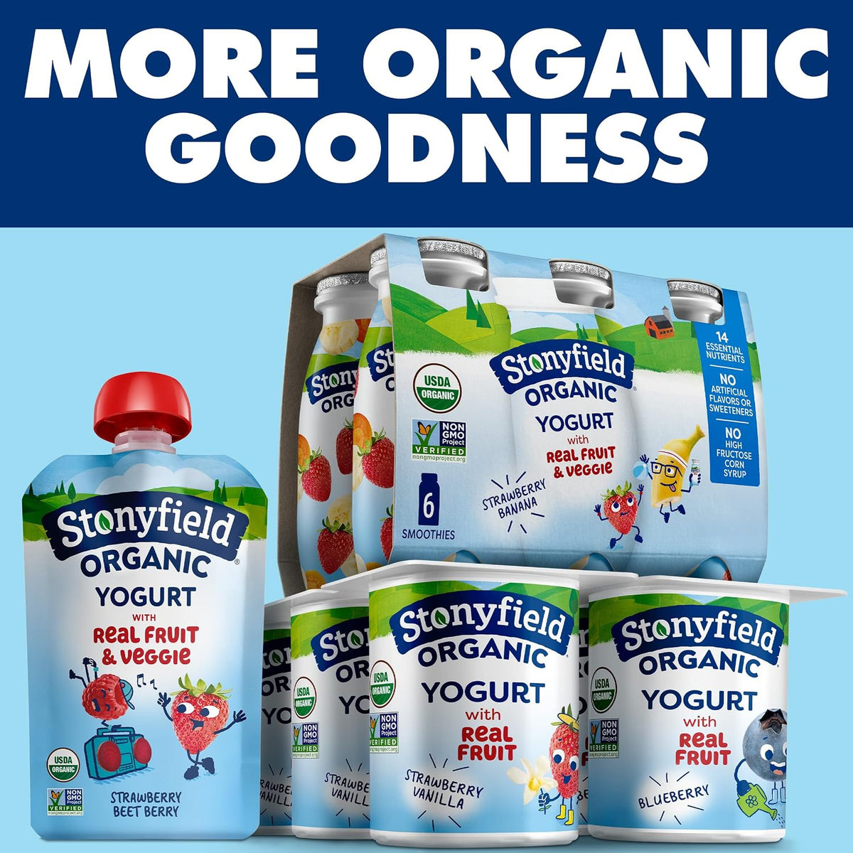 Stonyfield Organic Kids Yogurt Tubes – Pasture-Raised Milk Snack for Clean-Eating Households, 2 oz Squeezable Tubes, 8-Pack