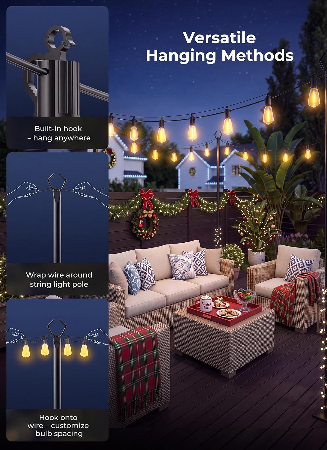 uses shatterproof st38 led bulbs with a warm 2700k white light source for the white-light variants