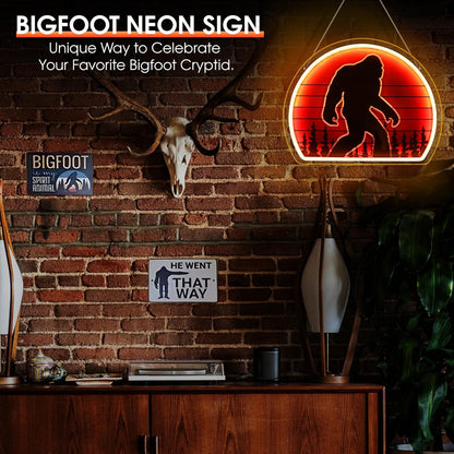 uv-printed sasquatch graphic that reads as art when the sign is off